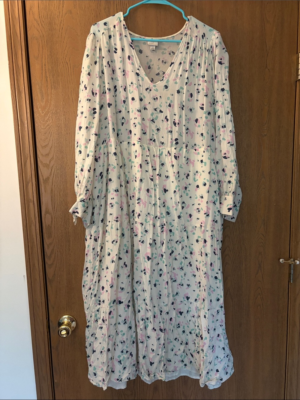 a new day White Floral Midi Dress with Pink and Teal Accents